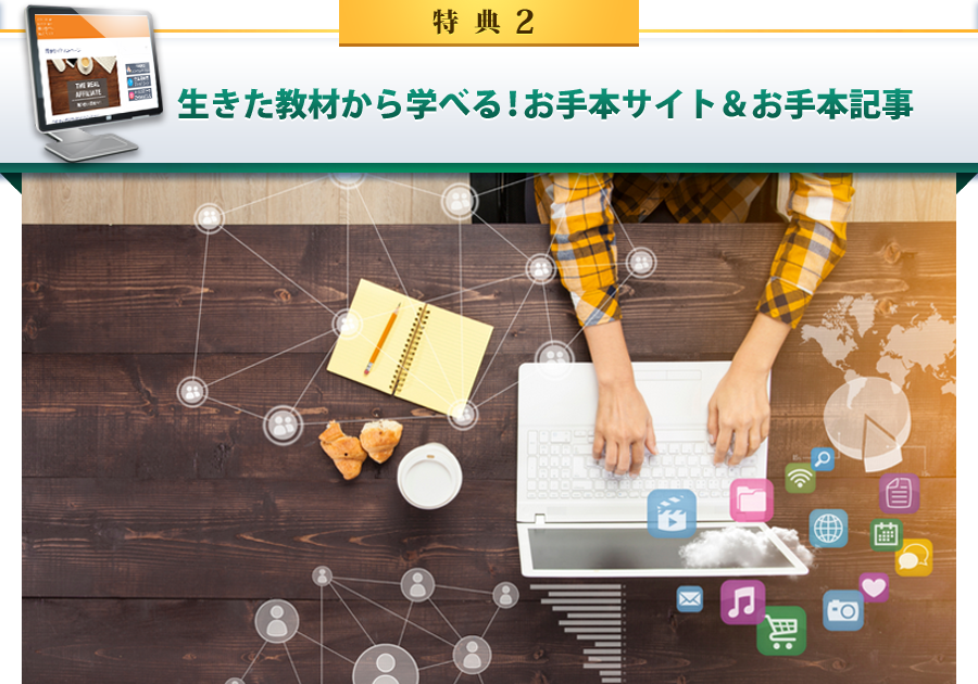 特典2 生きた教材から学べる！お手本サイト＆お手本記事！